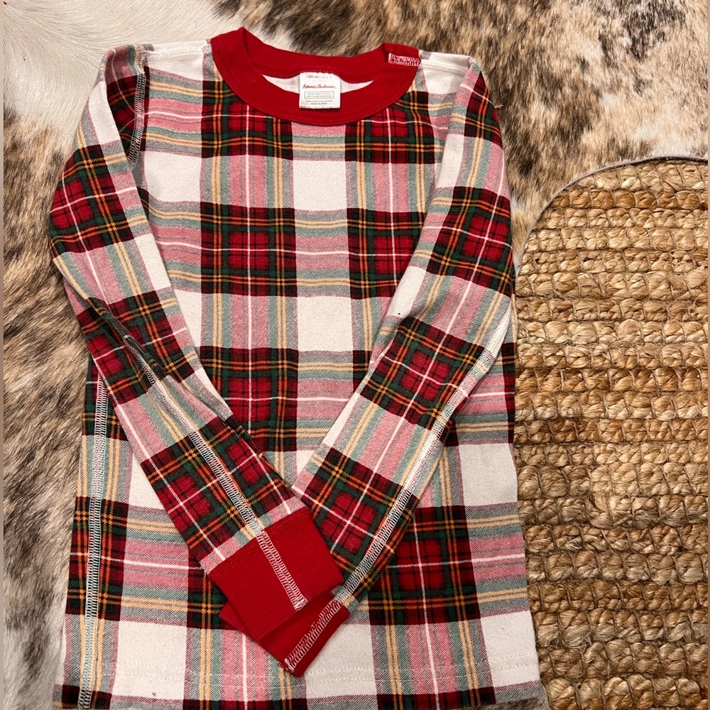 Hanna Andersson Family Plaid Long John Pajama Top l 6-7